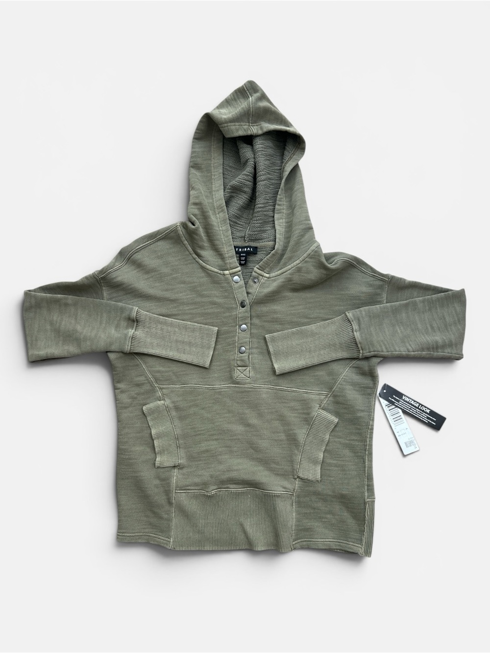 Tribal Olive Green Hooded Pullover Sweatshirt